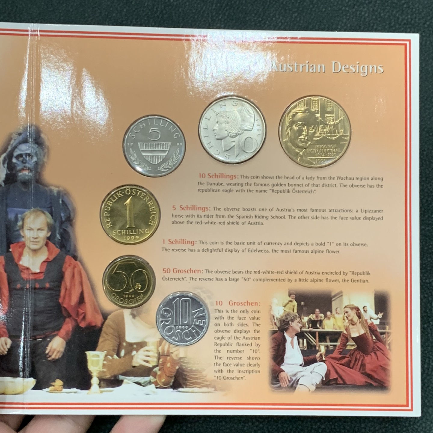 《竞宝斋》第140场-周日，周一，周四 3拍 (全场包邮) 奥地利1999年 不同面值六枚套 原厂封装套币