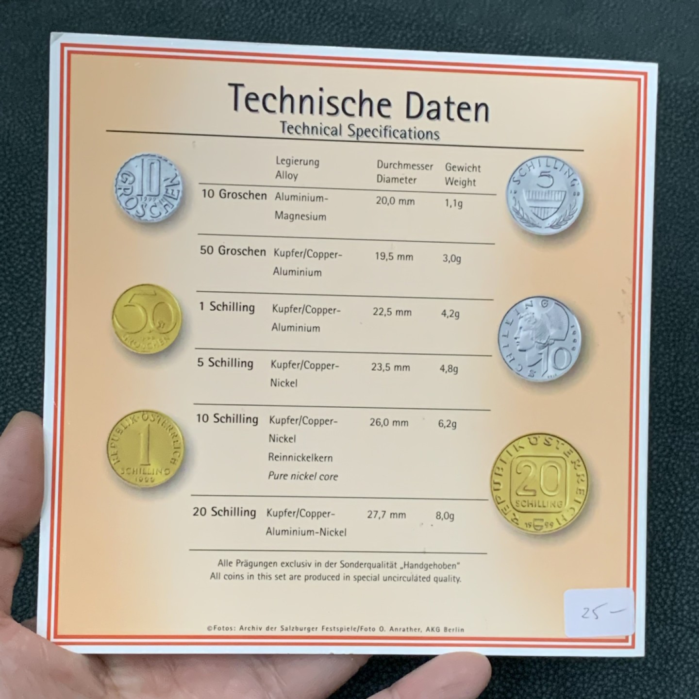 《竞宝斋》第140场-周日，周一，周四 3拍 (全场包邮) 奥地利1999年 不同面值六枚套 原厂封装套币