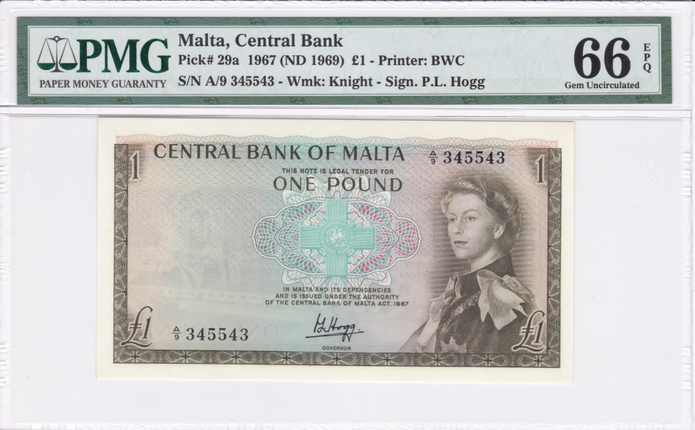 收藏联盟Quantum Auction 第237期拍卖 马耳他1969年1镑 PMG66