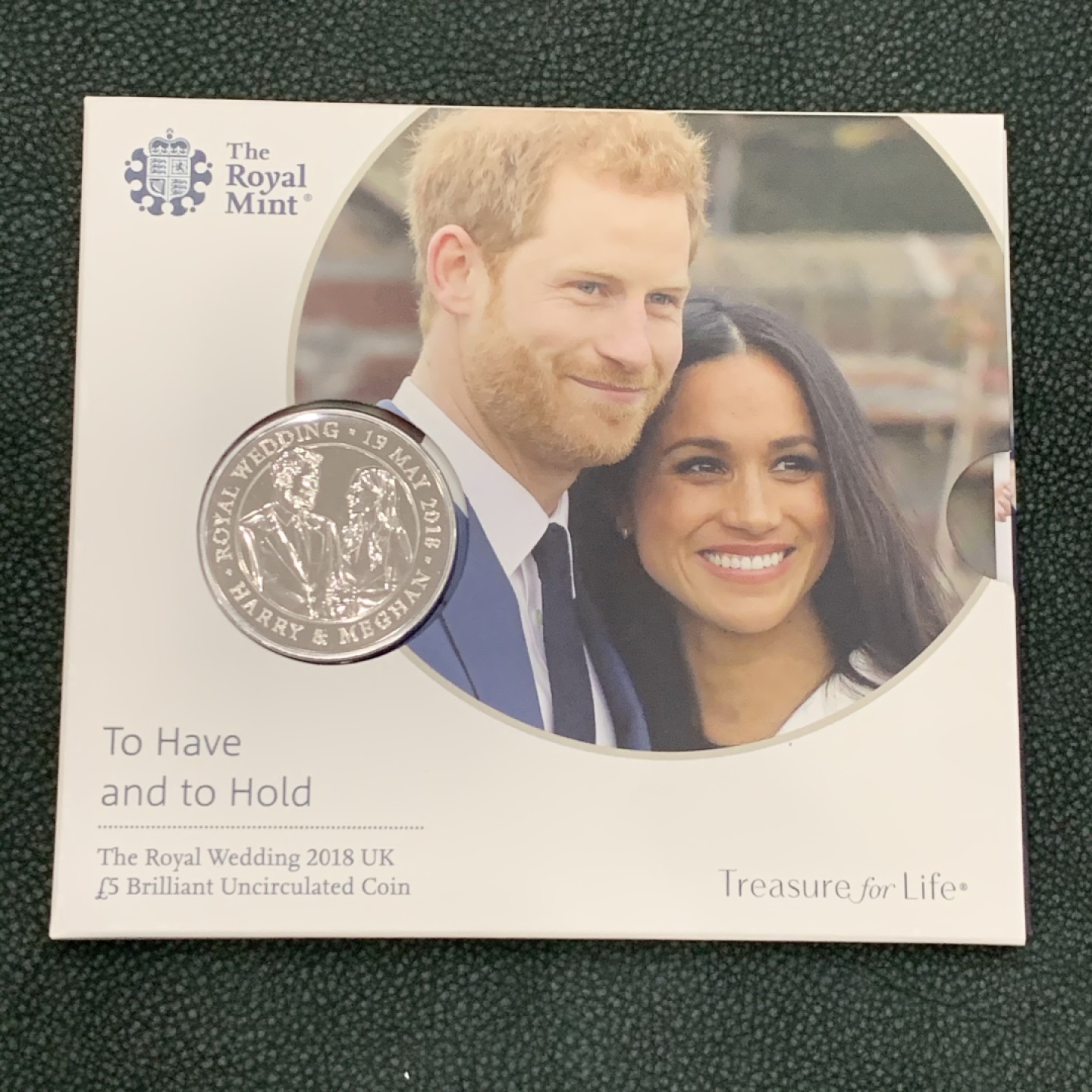 《竞宝斋》第140场-周日，周一，周四 3拍 (全场包邮) 英国 2018年 亨利王子皇家婚礼纪念 5镑 克朗型大镍币 原包装 非常稀少