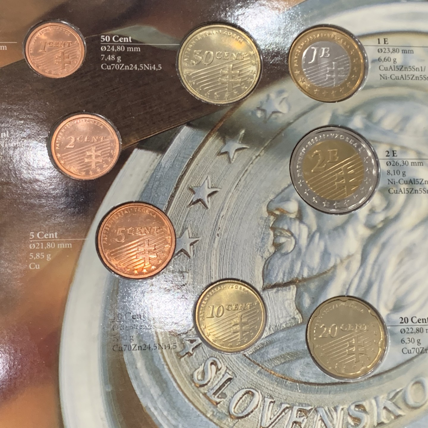 《竞宝斋》第140场-周日，周一，周四 3拍 (全场包邮) 斯洛伐克2004年 八枚套不同面值 原厂封装套币