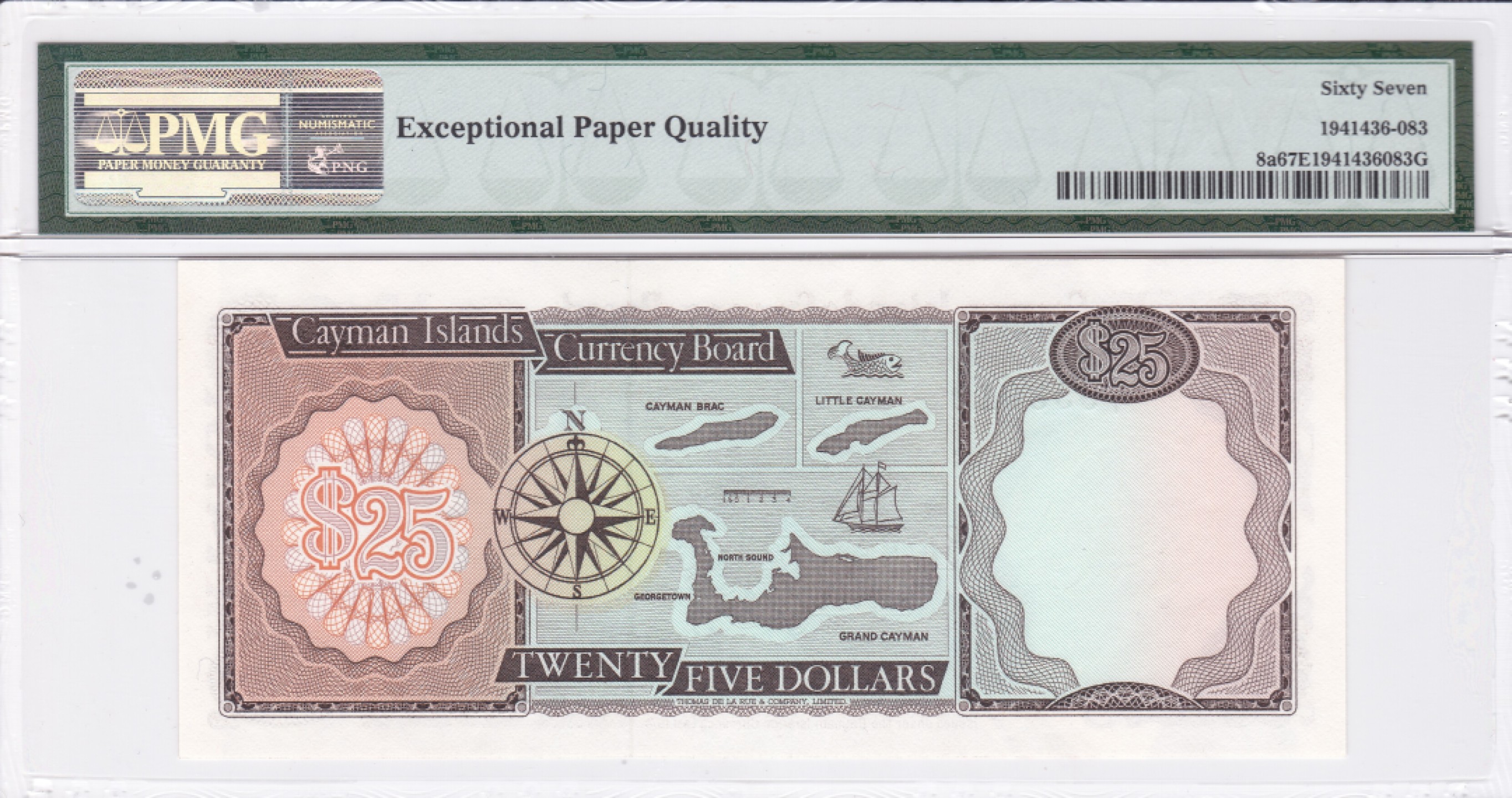 收藏联盟Quantum Auction 第237期拍卖 开曼群岛1974年25元 PMG67 首发A/1冠