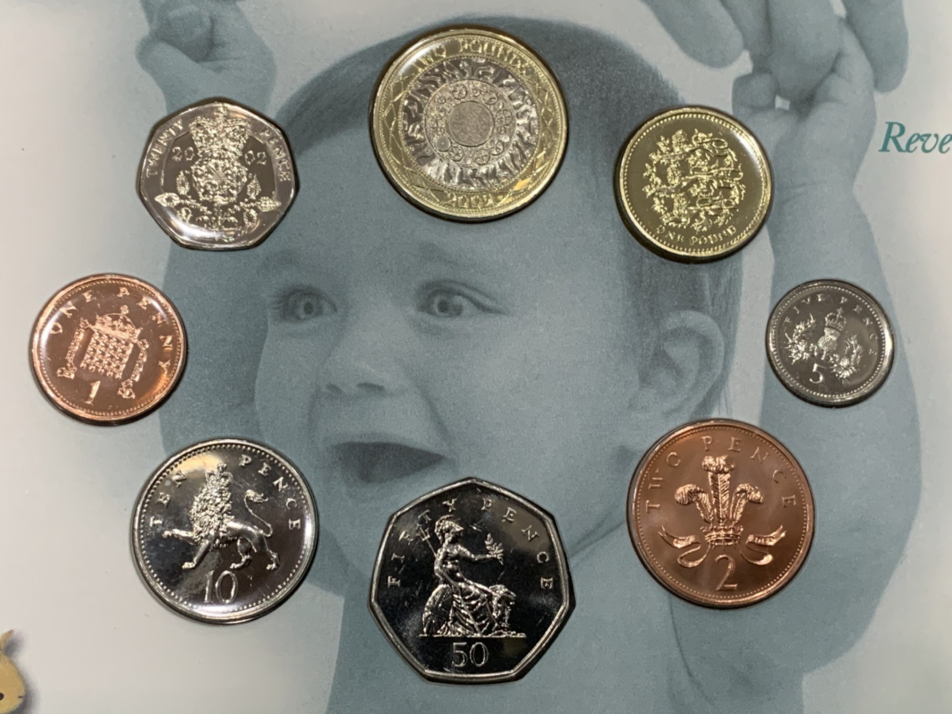 《竞宝斋》第140场-周日，周一，周四 3拍 (全场包邮) 英国 2002年 八枚套 不同面值 原厂封装套币 非常漂亮