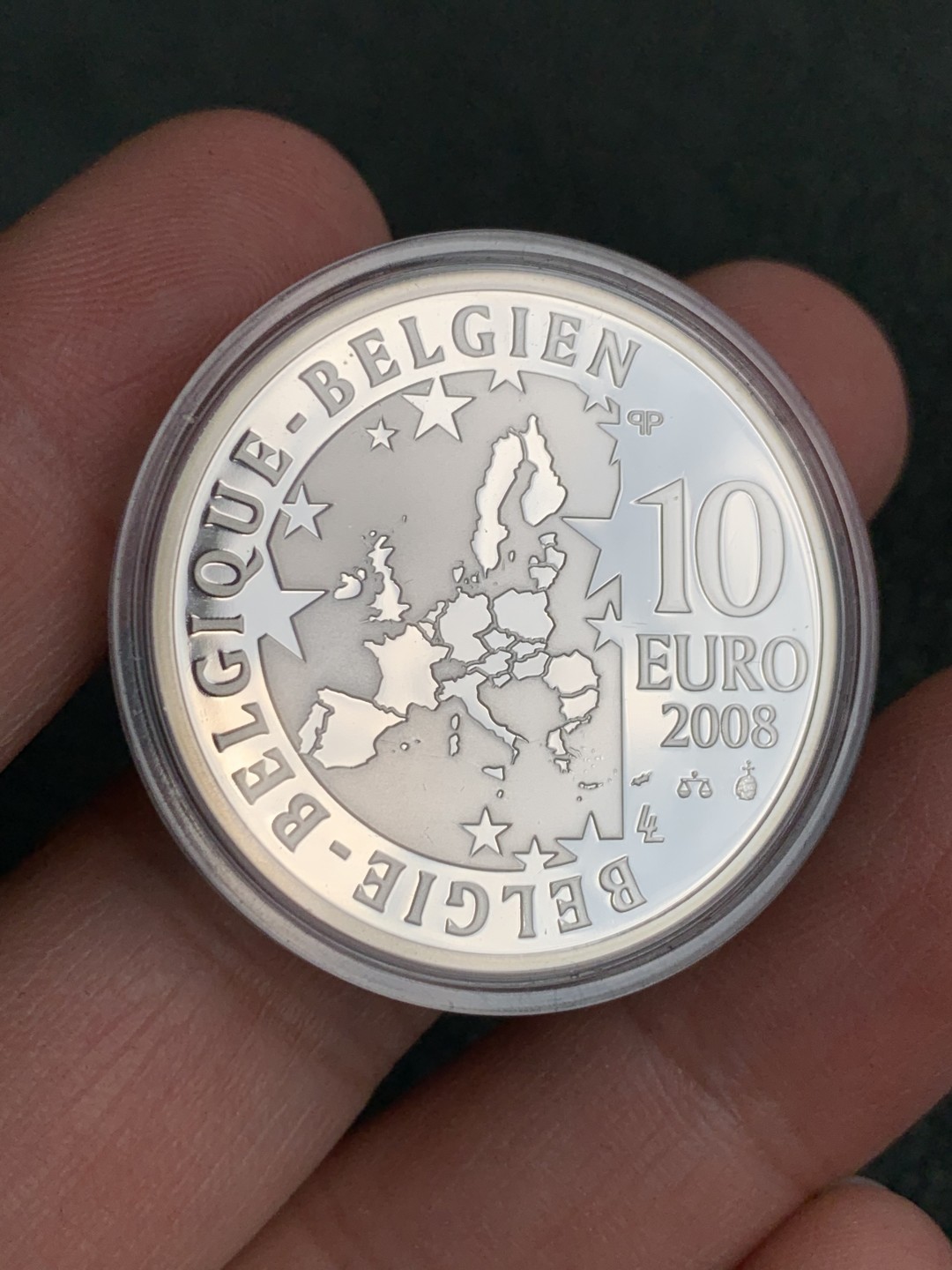 《竞宝斋》第140场-周日，周一，周四 3拍 (全场包邮) 比利时 2008年 10欧元 精制银币PROOF 原盒证书