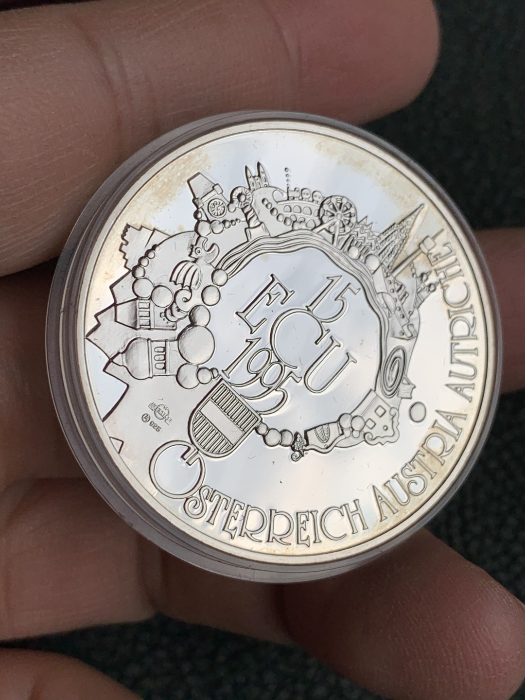 《竞宝斋》第140场-周日，周一，周四 3拍 (全场包邮) 奥地利1995年 15艾古精制大银币 30.12克 925银