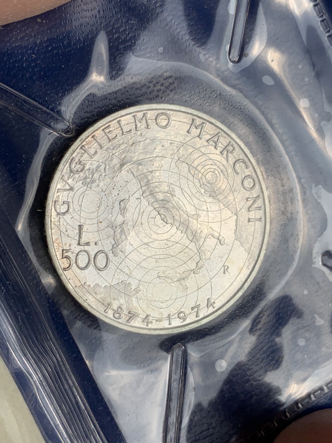 《竞宝斋》第140场-周日，周一，周四 3拍 (全场包邮) 意大利 1974年 地图 500里拉银币 原包装