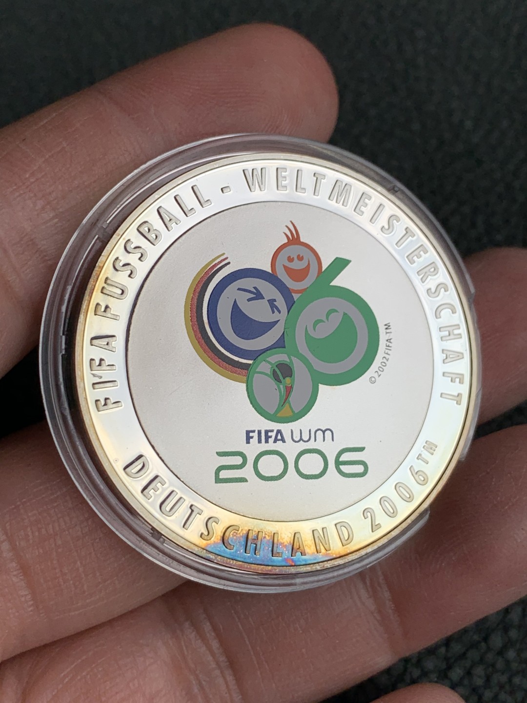 《竞宝斋》第140场-周日，周一，周四 3拍 (全场包邮) 德国2006年 世界杯彩色银章 带原盒 925银 25克