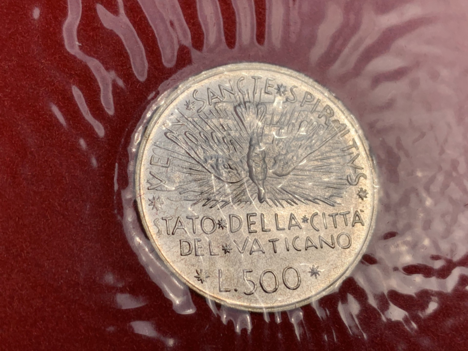 《竞宝斋》第140场-周日，周一，周四 3拍 (全场包邮) 梵蒂冈1978年 教皇缺位 500里拉银币 红本原装 少见