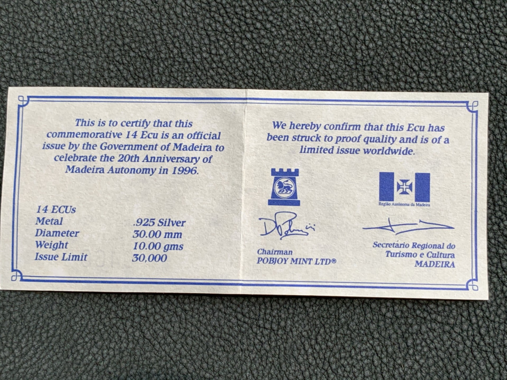 《竞宝斋》第140场-周日，周一，周四 3拍 (全场包邮) 马德拉岛 1994年 美人日出图 14ECU精制银币 红盒子带证书