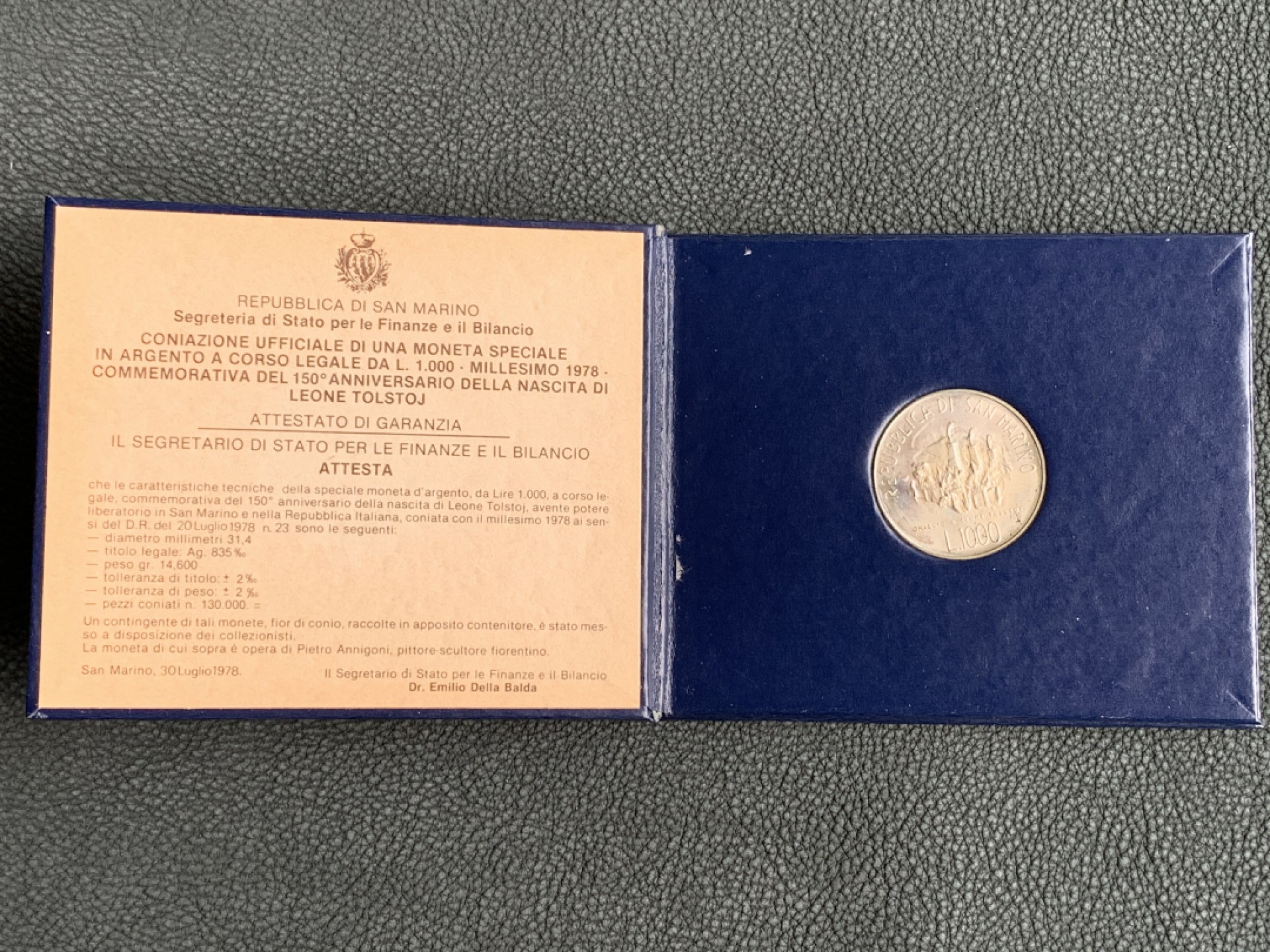 《竞宝斋》第140场-周日，周一，周四 3拍 (全场包邮) 圣马力诺 1978年 1000里拉银币