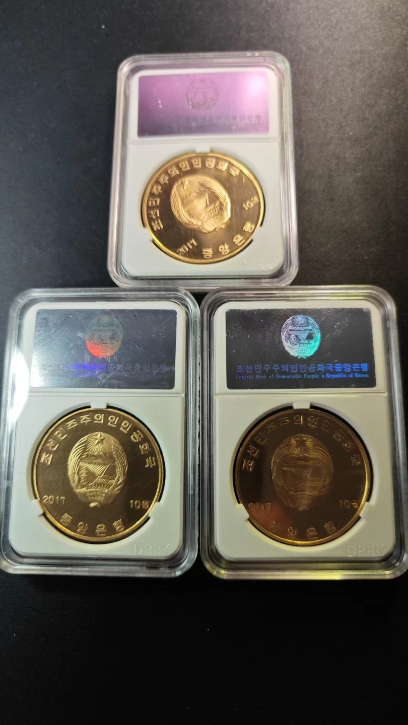 【朝鲜纪念币 精品第一场】 2017年纪念铜币:柳园，汶上水上乐园，体育场。三枚。