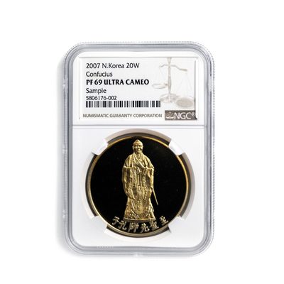 D.W COINS『朝鲜钱币-精品专场』第5场 - NGC69🏆分『呈样币』朝鲜 2007年-孔子 铜样币 发行量仅30枚