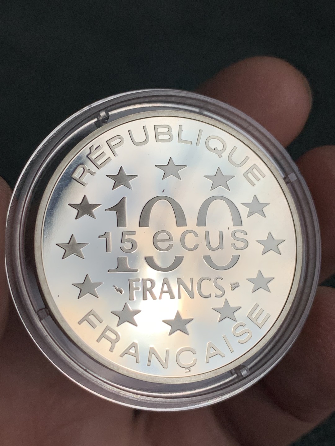 《竞宝斋》第140场-周日，周一，周四 3拍 (全场包邮) 法国1995年 阿尔罕布拉宫 100法郎精制大银币 原盒证书