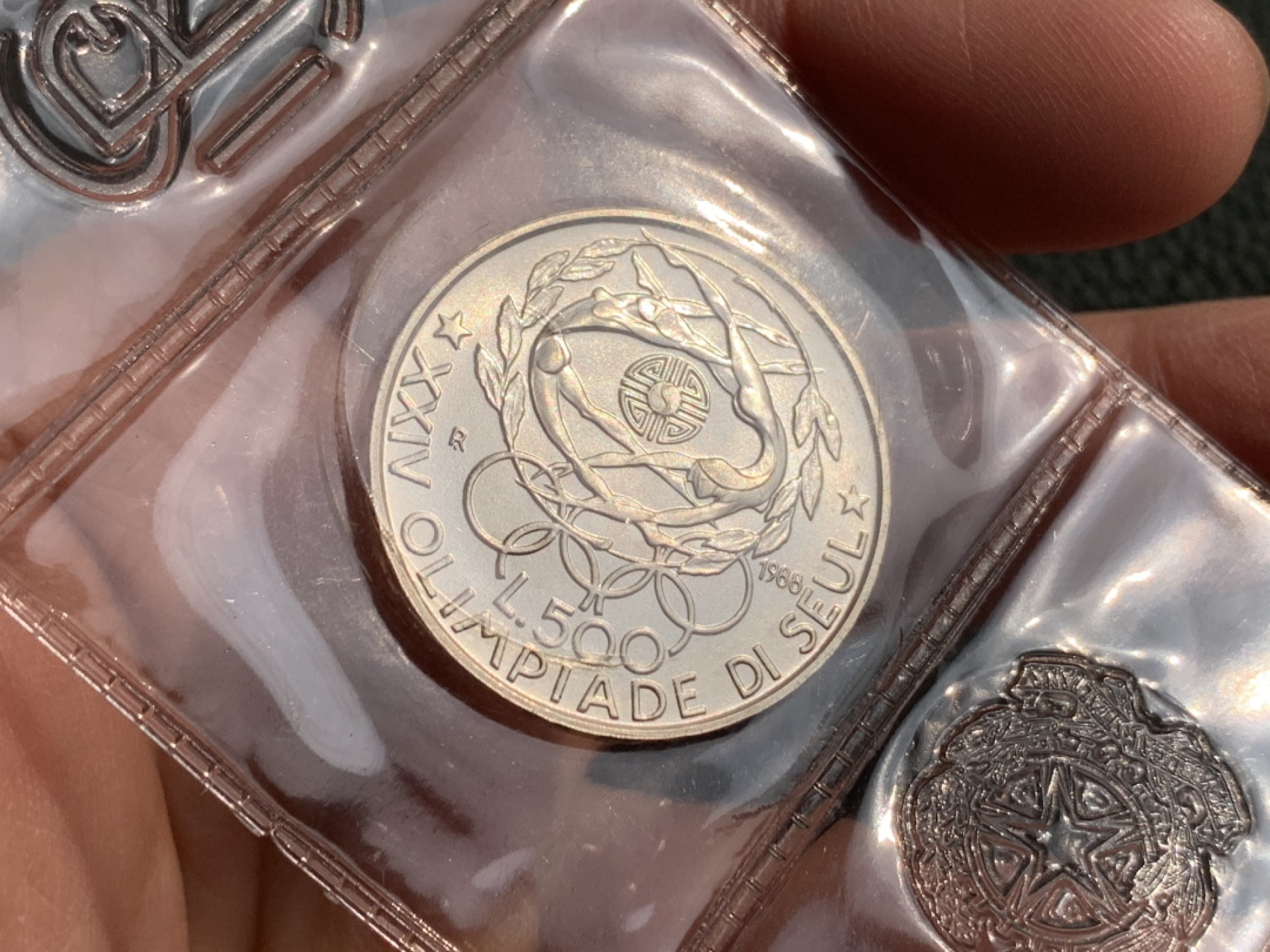 《竞宝斋》第140场-周日，周一，周四 3拍 (全场包邮) 意大利 1988年 夏季奥运纪念 500里拉银币 原封装