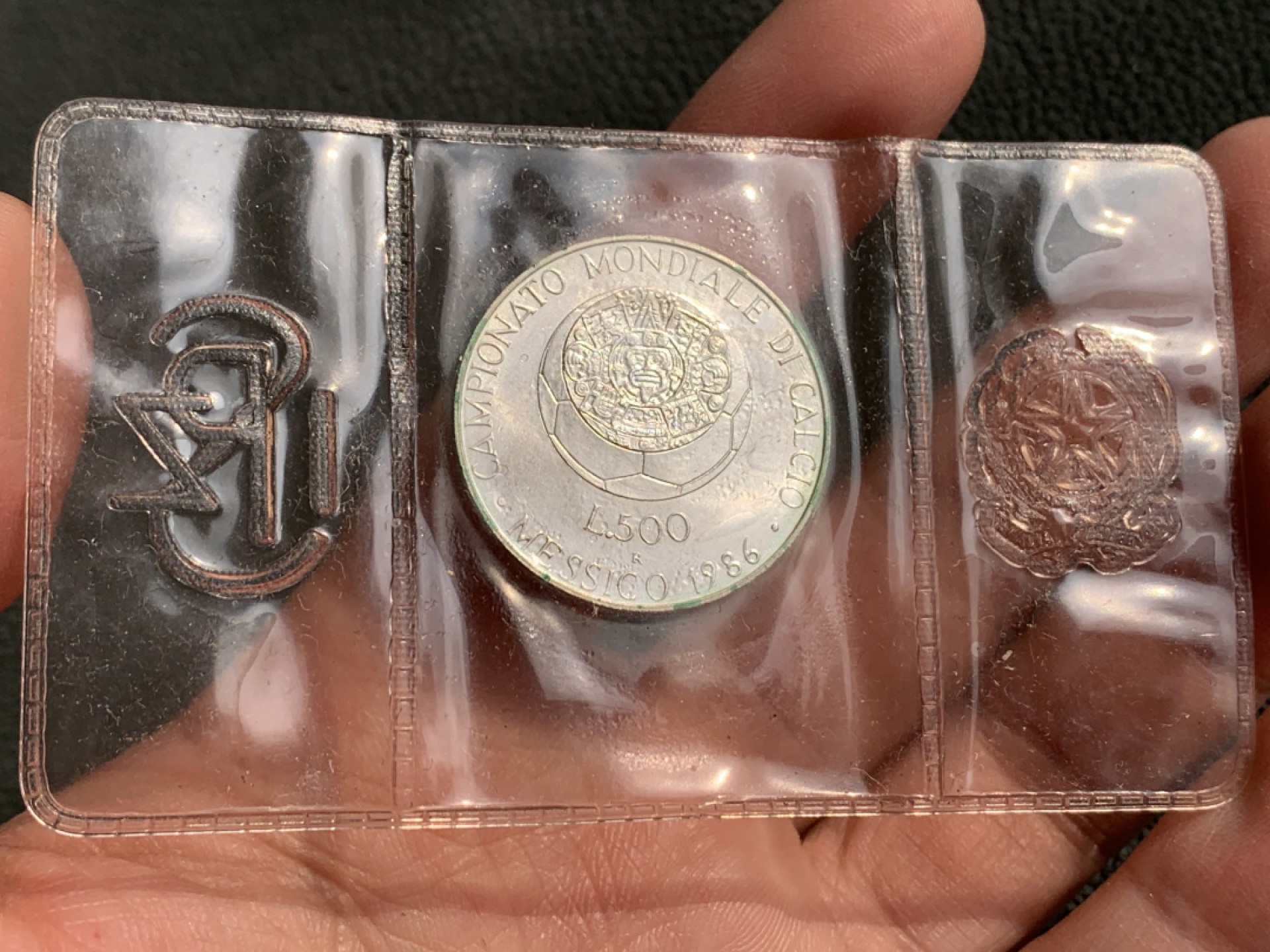 《竞宝斋》第140场-周日，周一，周四 3拍 (全场包邮) 意大利 1986年 世界杯纪念 500里拉银币 原封装