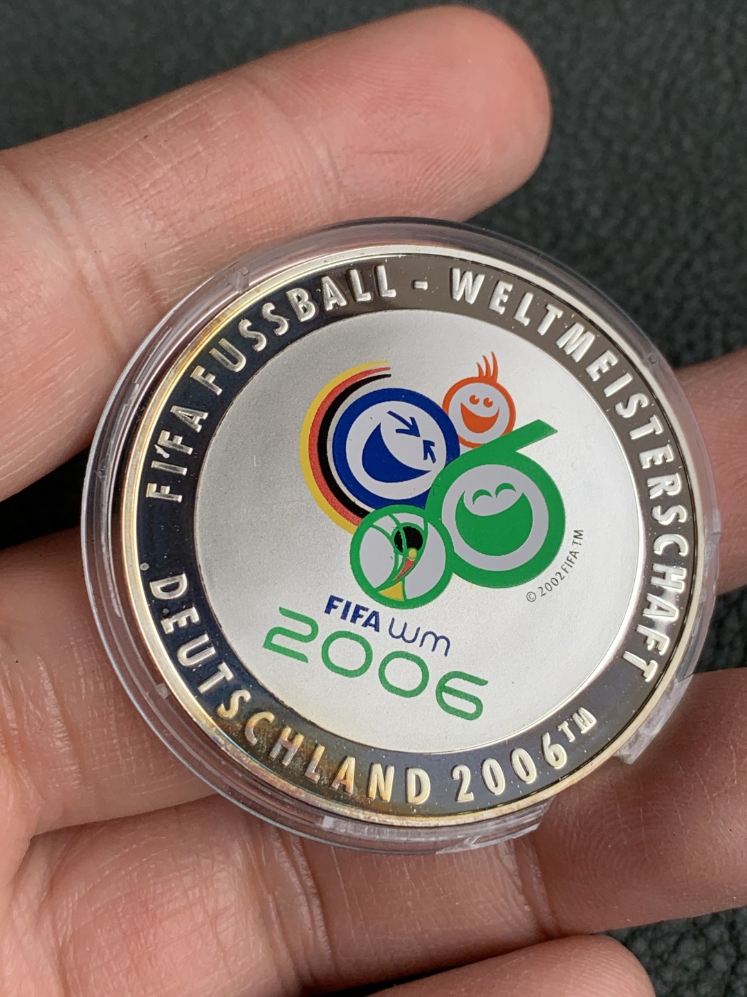 《竞宝斋》第140场-周日，周一，周四 3拍 (全场包邮) 德国2006年 世界杯彩色银章 带原盒 925银 25克