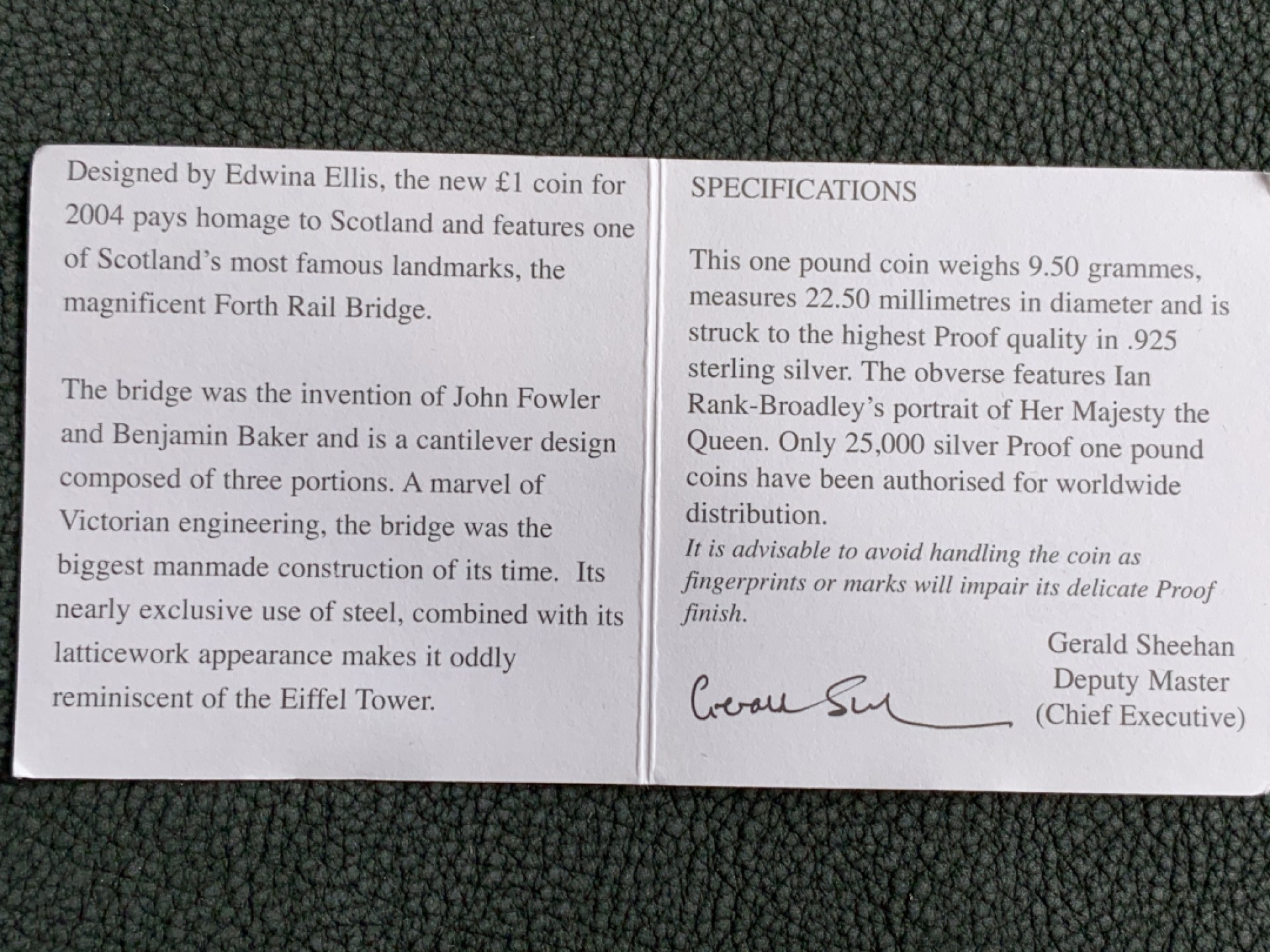 《竞宝斋》第140场-周日，周一，周四 3拍 (全场包邮) 英国2004年 福斯桥1镑 PROOF精制银币 非常漂亮少见的英系币