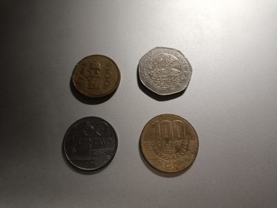 【专场20230301】新大陆第II期——美洲钞/币专场（已更新） - 【拍品001B】美洲混合硬币流通品相批量四枚