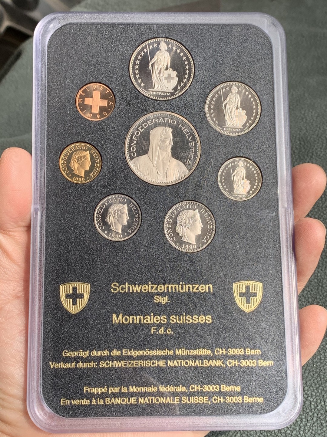 《竞宝斋》第140场-周日，周一，周四 3拍 (全场包邮) 瑞士1990年 八枚套不同面值 原厂封装精制PROOF 套币