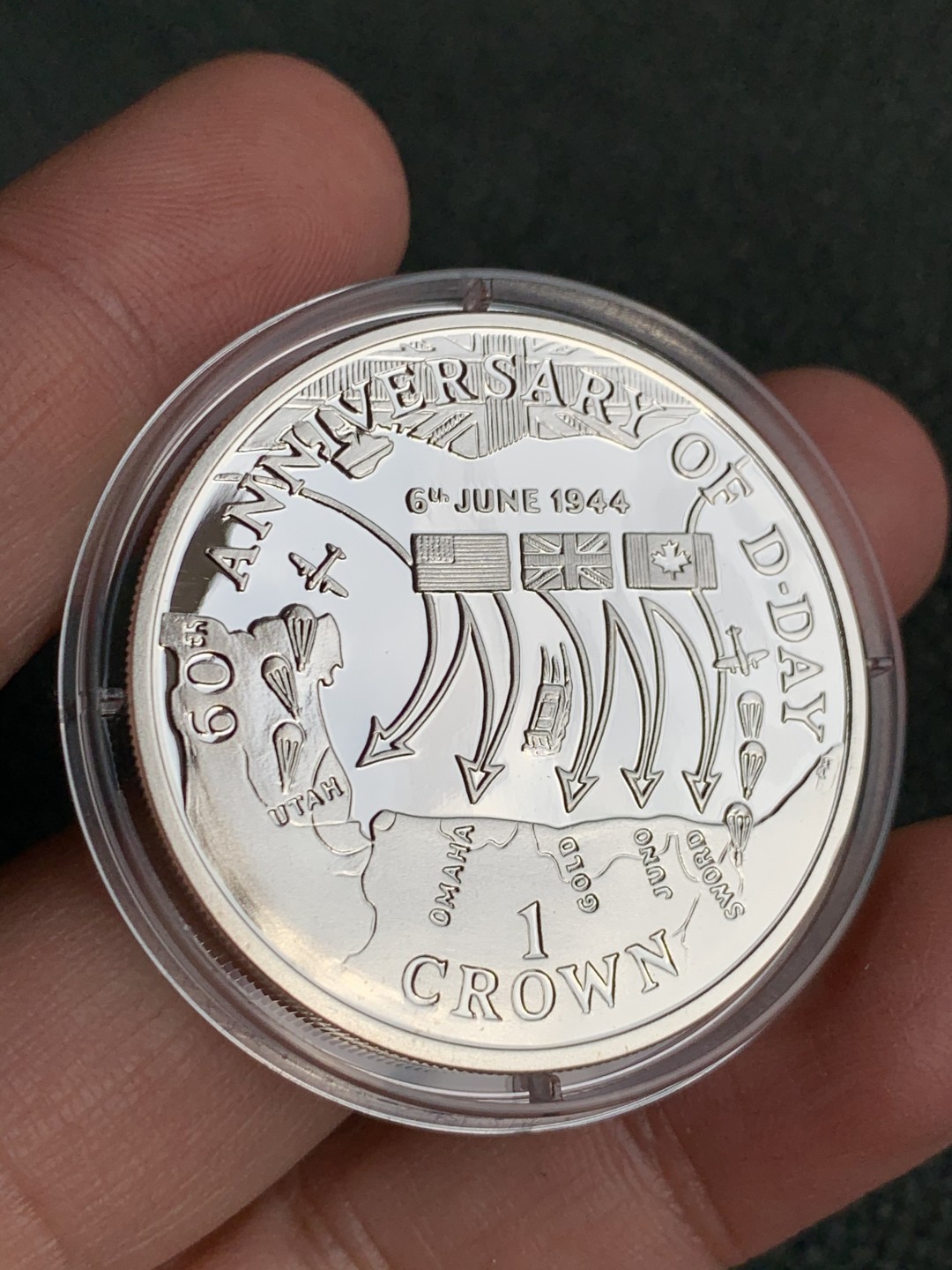 《竞宝斋》第140场-周日，周一，周四 3拍 (全场包邮) 马恩岛2004年 联军进攻路线 1克朗 精制大银币