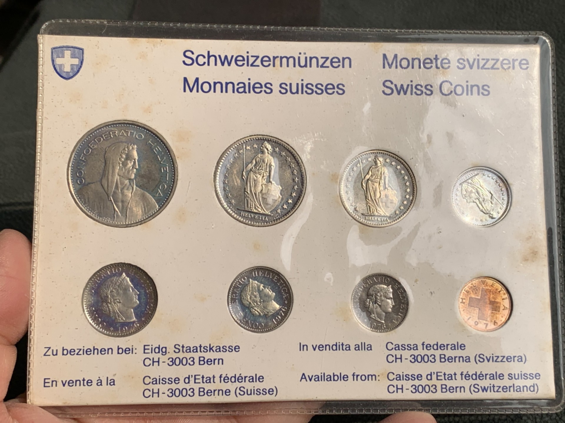 《竞宝斋》第140场-周日，周一，周四 3拍 (全场包邮) 瑞士1976年 八枚套不同面值 原厂封装套币 少见