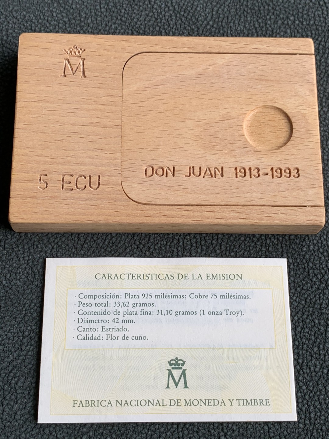 《竞宝斋》第140场-周日，周一，周四 3拍 (全场包邮) 西班牙1993年 5ECU 大帆船 精制大银币 33.6克 原盒证书