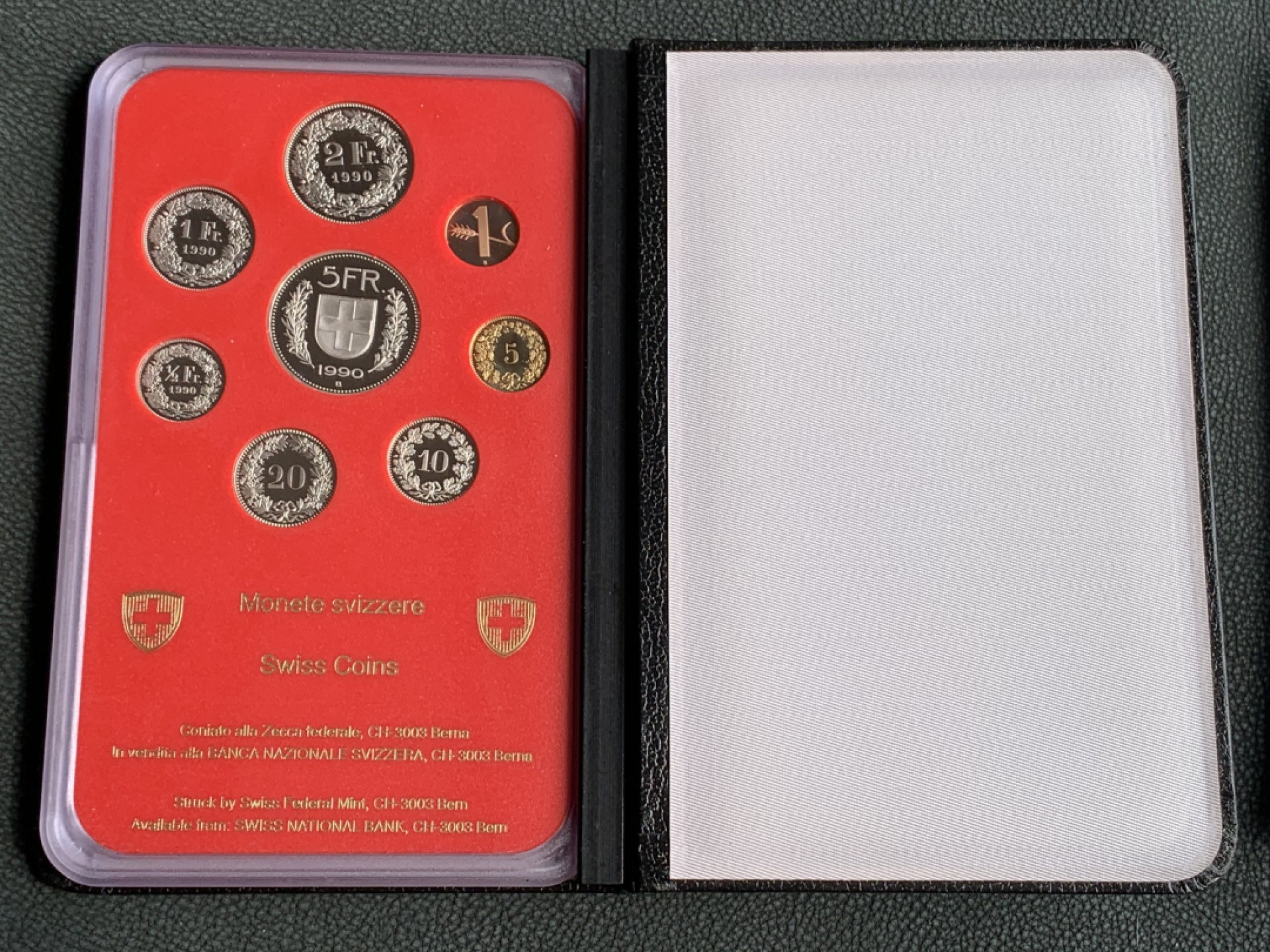 《竞宝斋》第140场-周日，周一，周四 3拍 (全场包邮) 瑞士1990年 八枚套 不同面值精制PROOF套币 