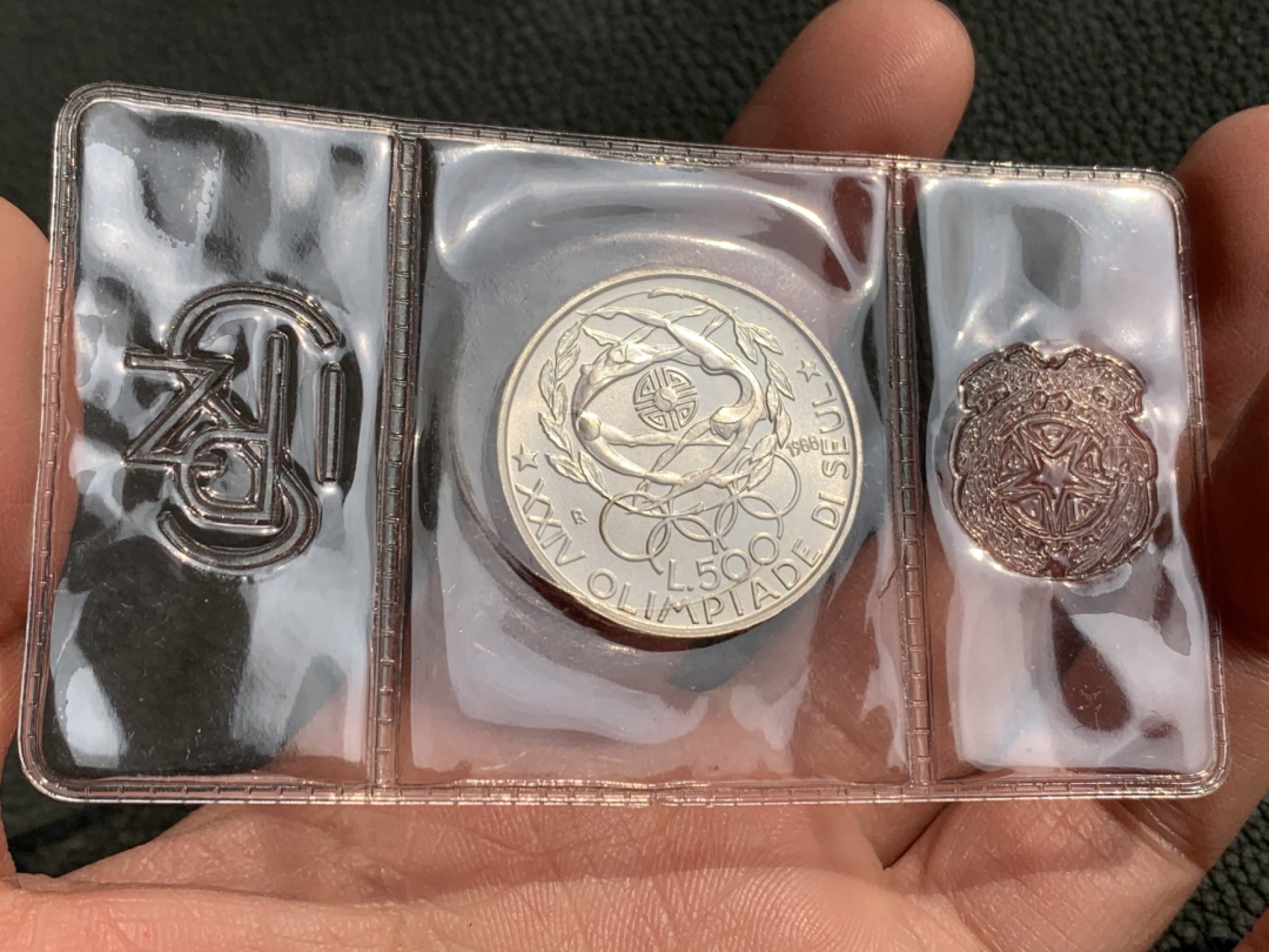 《竞宝斋》第140场-周日，周一，周四 3拍 (全场包邮) 意大利 1988年 夏季奥运纪念 500里拉银币 原封装