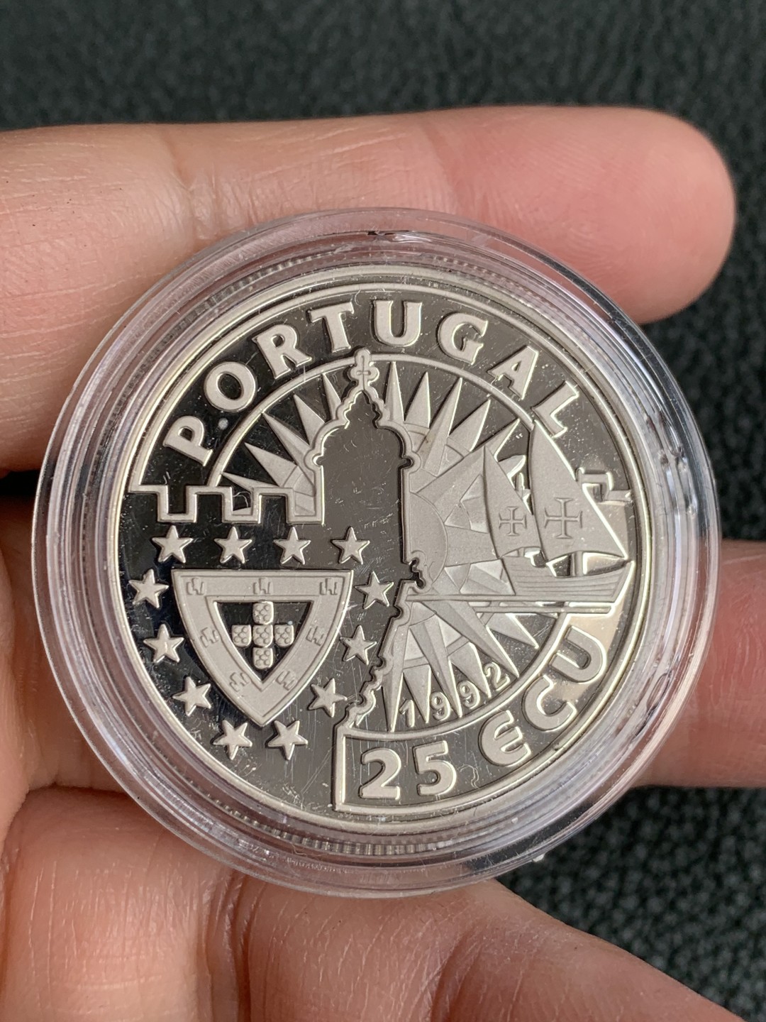 《竞宝斋》第140场-周日，周一，周四 3拍 (全场包邮) 葡萄牙1992年 20ECU精制大银币 大航海系列 28克