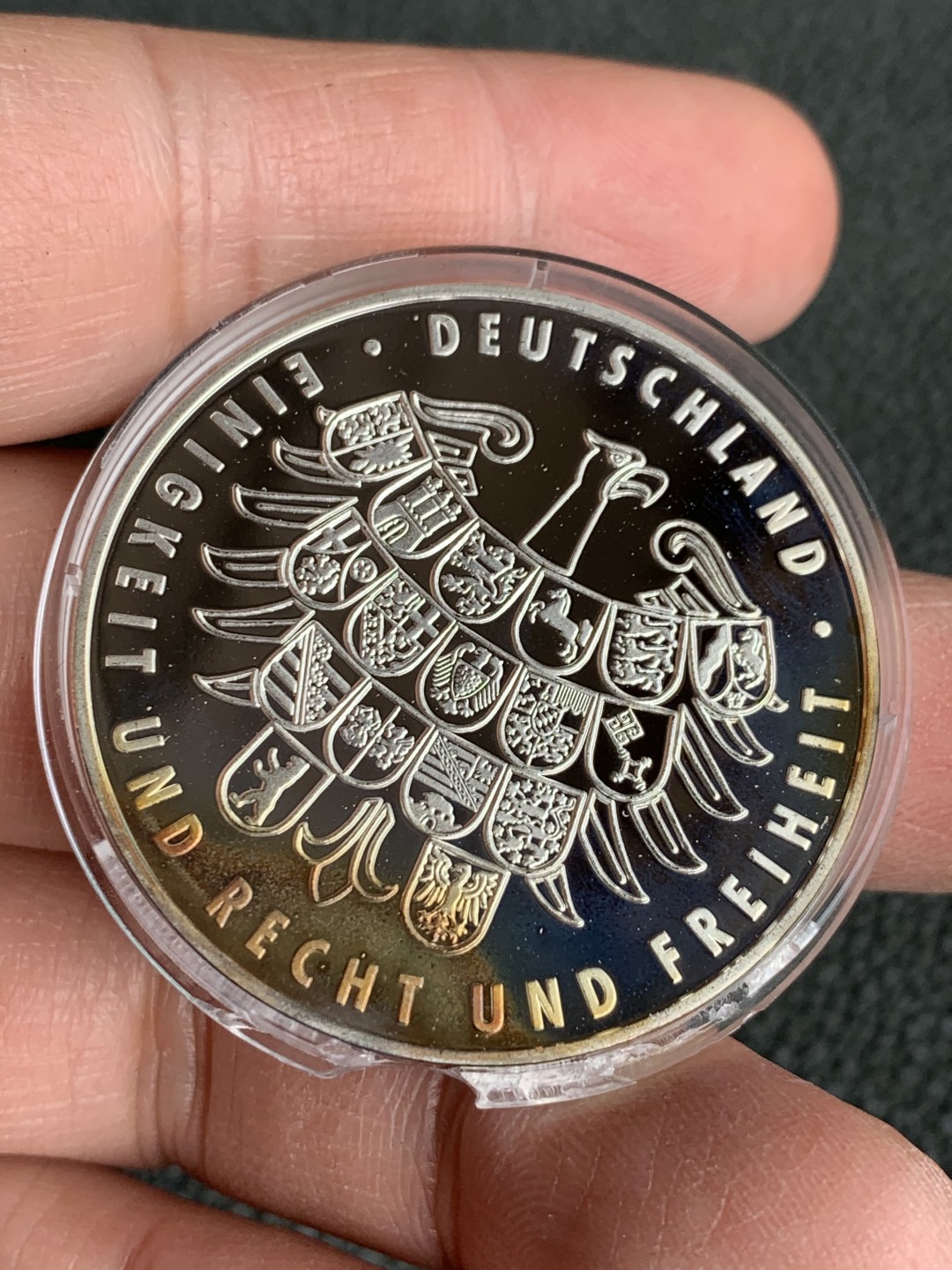 《竞宝斋》第140场-周日，周一，周四 3拍 (全场包邮) 德国2006年 世界杯彩色银章 带原盒 925银 25克