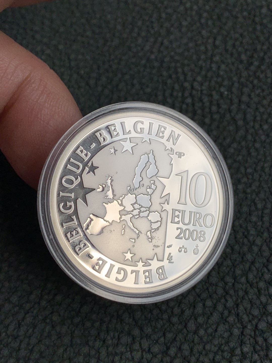 《竞宝斋》第140场-周日，周一，周四 3拍 (全场包邮) 比利时 2008年 10欧元 精制银币PROOF 原盒证书