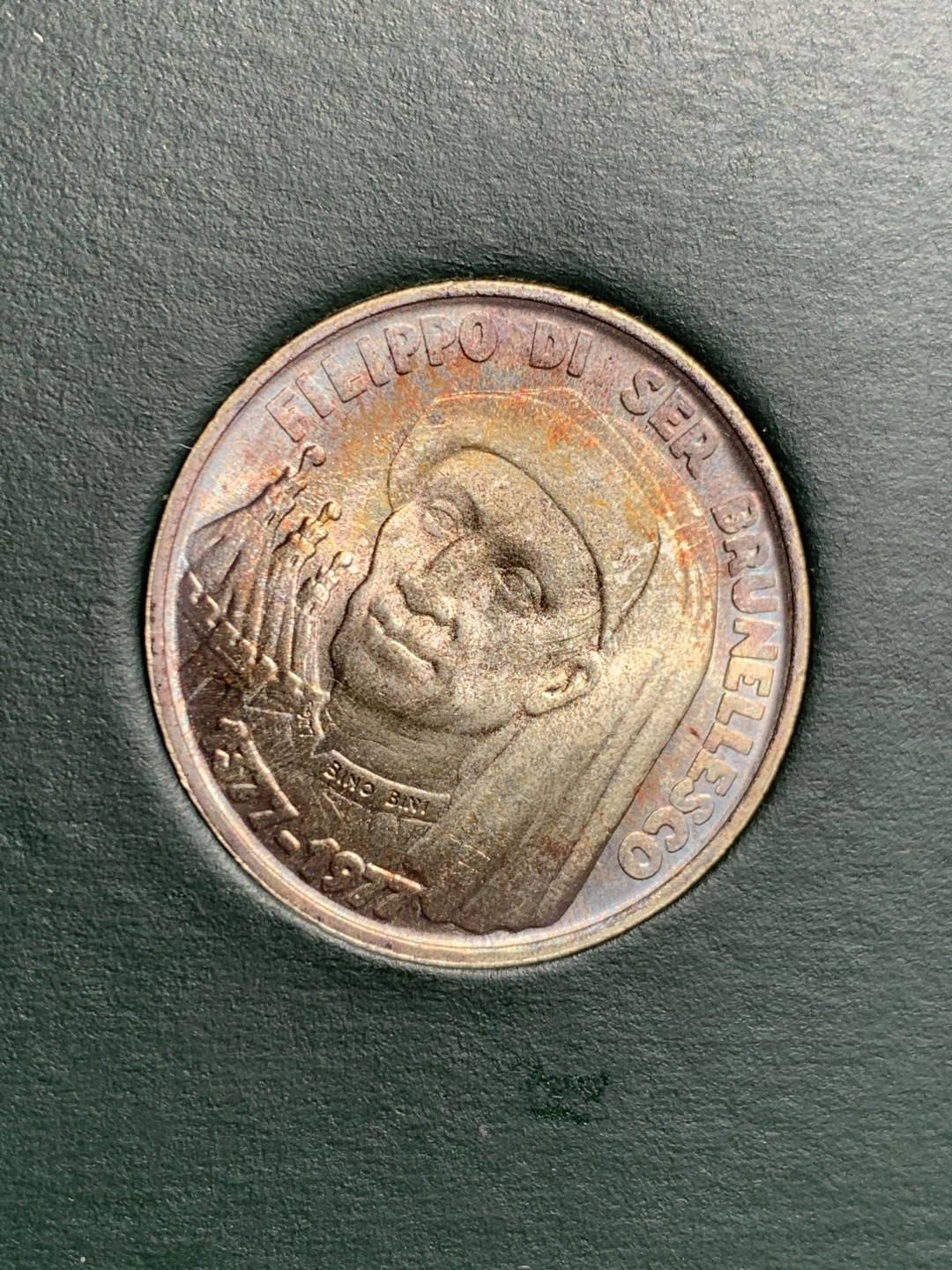 《竞宝斋》第140场-周日，周一，周四 3拍 (全场包邮) 圣马力诺 1977年 六百周年纪念 1000里拉银币 五彩包浆