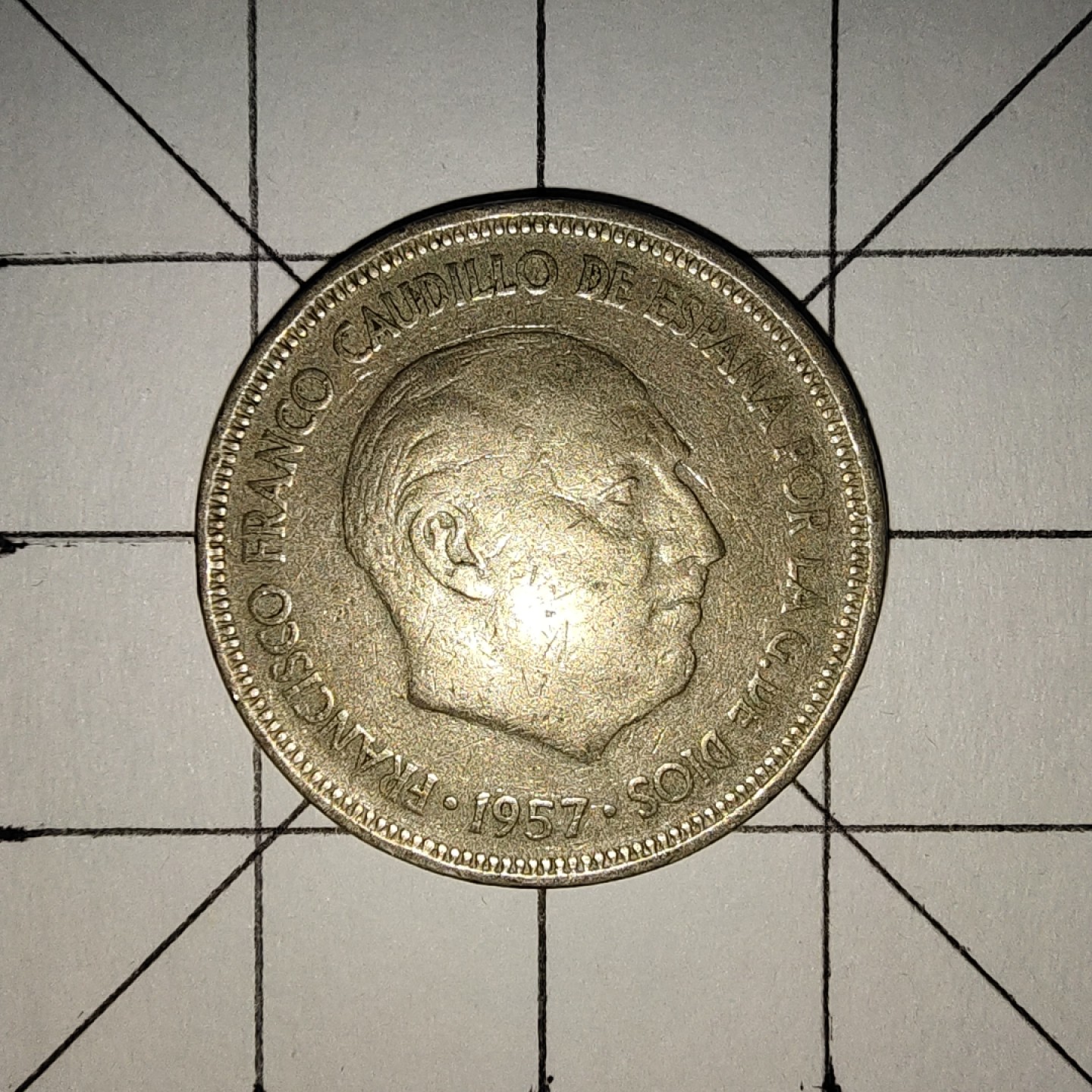 世界硬币第13期(满20包邮，可多场累计。捡漏，无押金，无佣金) 西班牙5比塞塔1957年