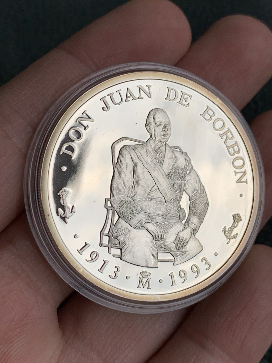 《竞宝斋》第140场-周日，周一，周四 3拍 (全场包邮) 西班牙1993年 5ECU 大帆船 精制大银币 33.6克 原盒证书