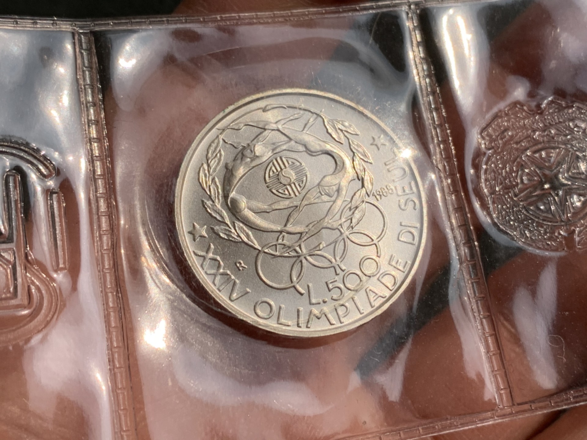 《竞宝斋》第140场-周日，周一，周四 3拍 (全场包邮) 意大利 1988年 夏季奥运纪念 500里拉银币 原封装