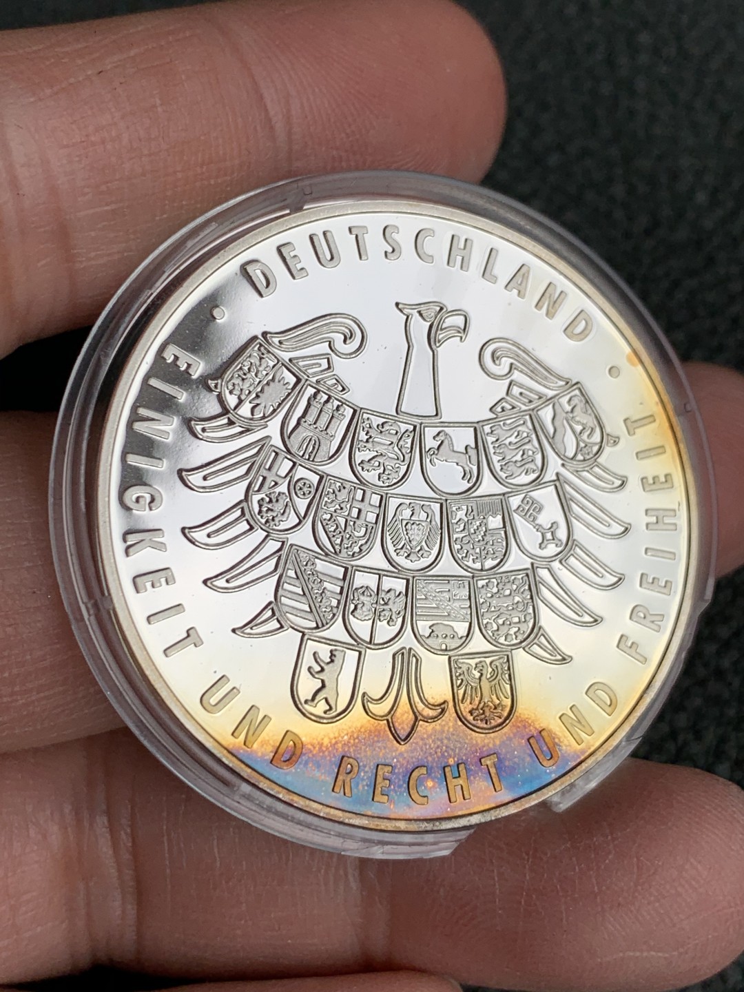 《竞宝斋》第140场-周日，周一，周四 3拍 (全场包邮) 德国2006年 世界杯彩色银章 带原盒 925银 25克