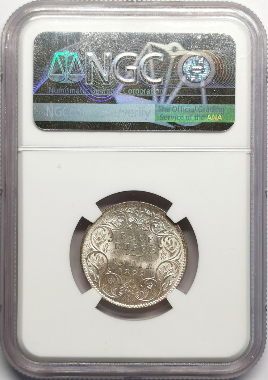 凡希社世界钱币微拍第二百三十期 1899B英属印度小维1/2卢比NGC-MS61