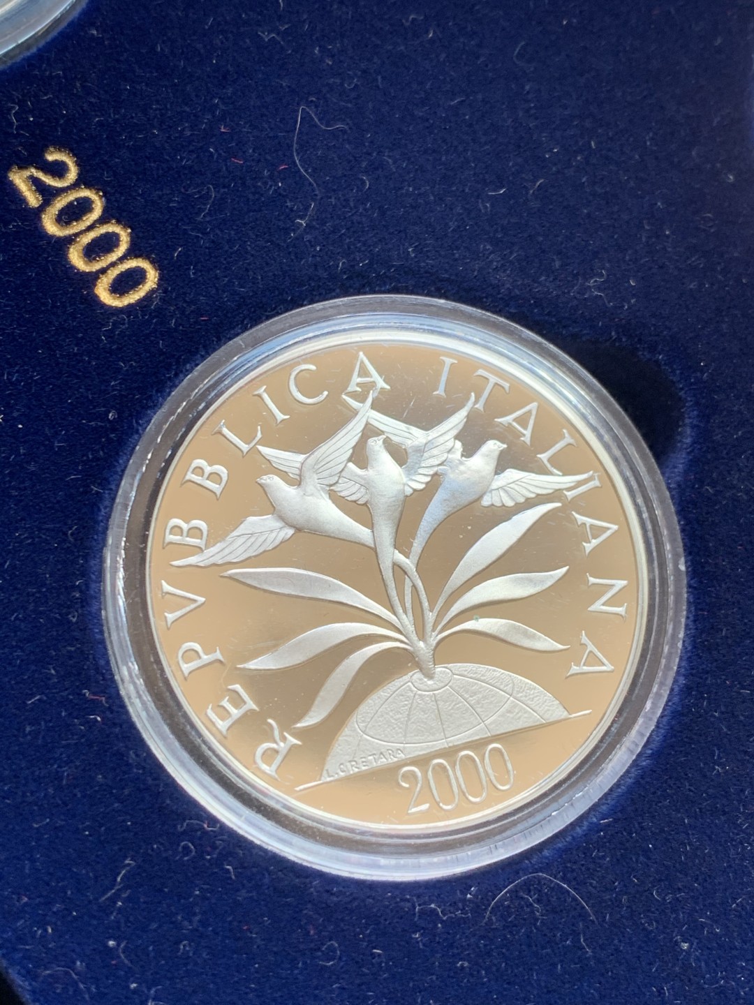 《竞宝斋》第140场-周日，周一，周四 3拍 (全场包邮) 精制版 原盒证书 意大利1998-2000年 千禧年六枚装 2000/5000/10000里拉 银币 完美品