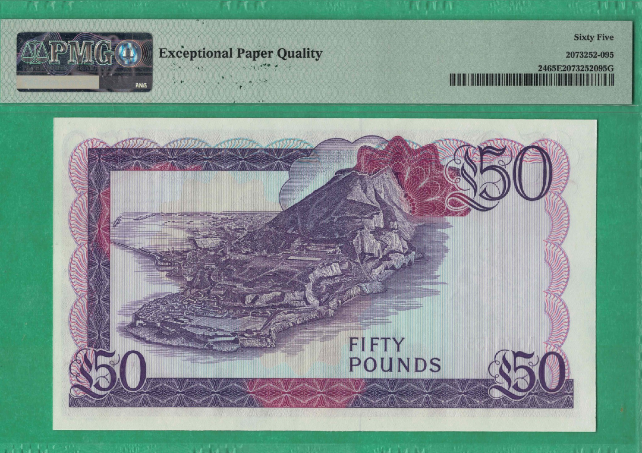 直布罗陀50镑 1986年 A冠 P-24 55双尾 欧洲纸币 实物如图 UNC