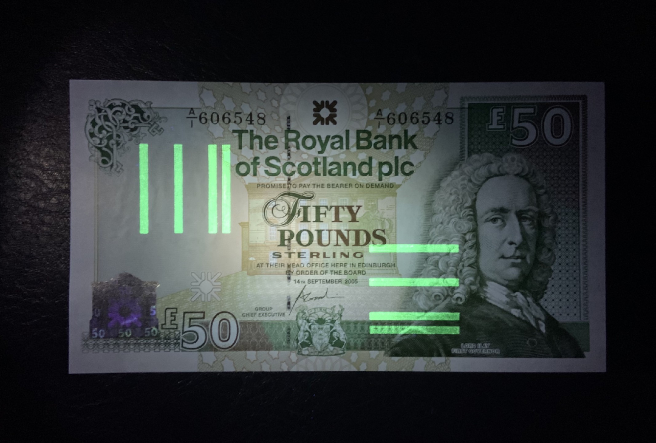 收藏联盟Quantum Auction 第237期拍卖 苏格兰皇家银行2005年50镑 品相全新UNC 首发A/1冠