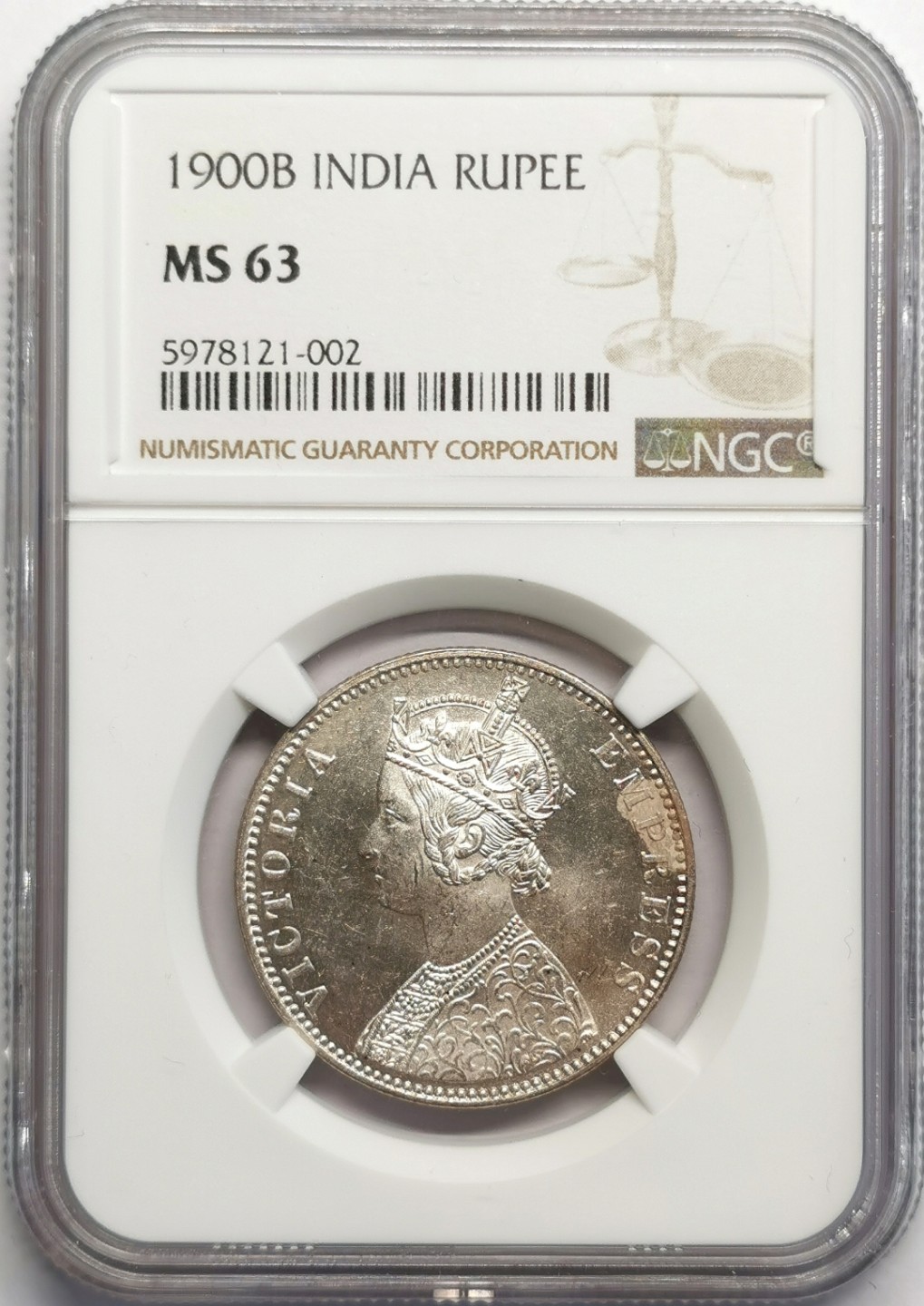 凡希社世界钱币微拍第二百三十期 1900B英属印度小维卢比NGC-MS63