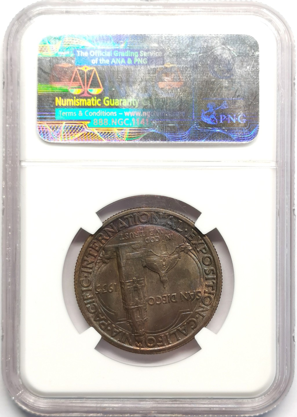 凡希社世界钱币微拍第二百三十期 1935S美国圣地亚哥50美分NGC-MS64重五彩！