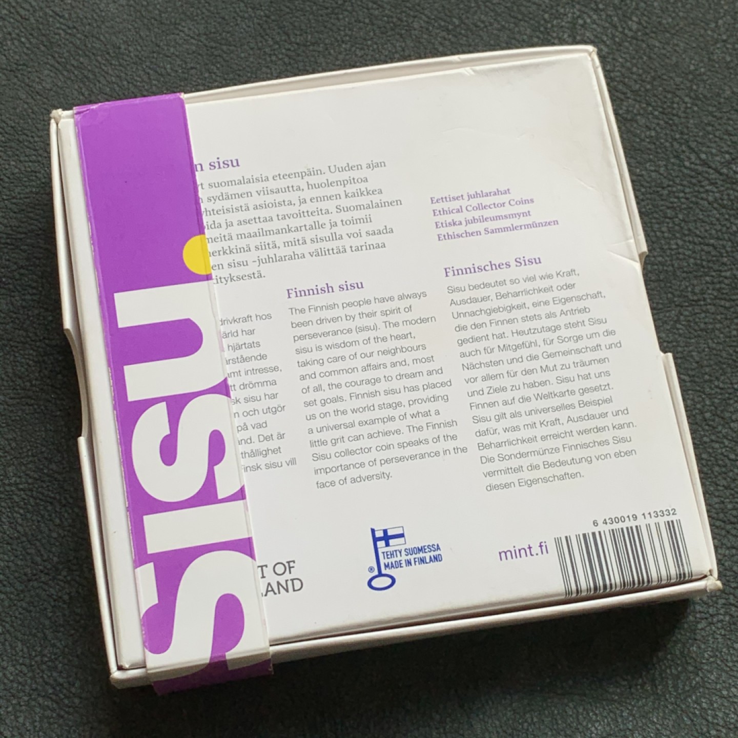 《竞宝斋》第140场-周日，周一，周四 3拍 (全场包邮) 芬兰2015年芬兰人的美德20欧纪念银币（原盒）  设计独特，稀少5000发行量 25.5克 925银