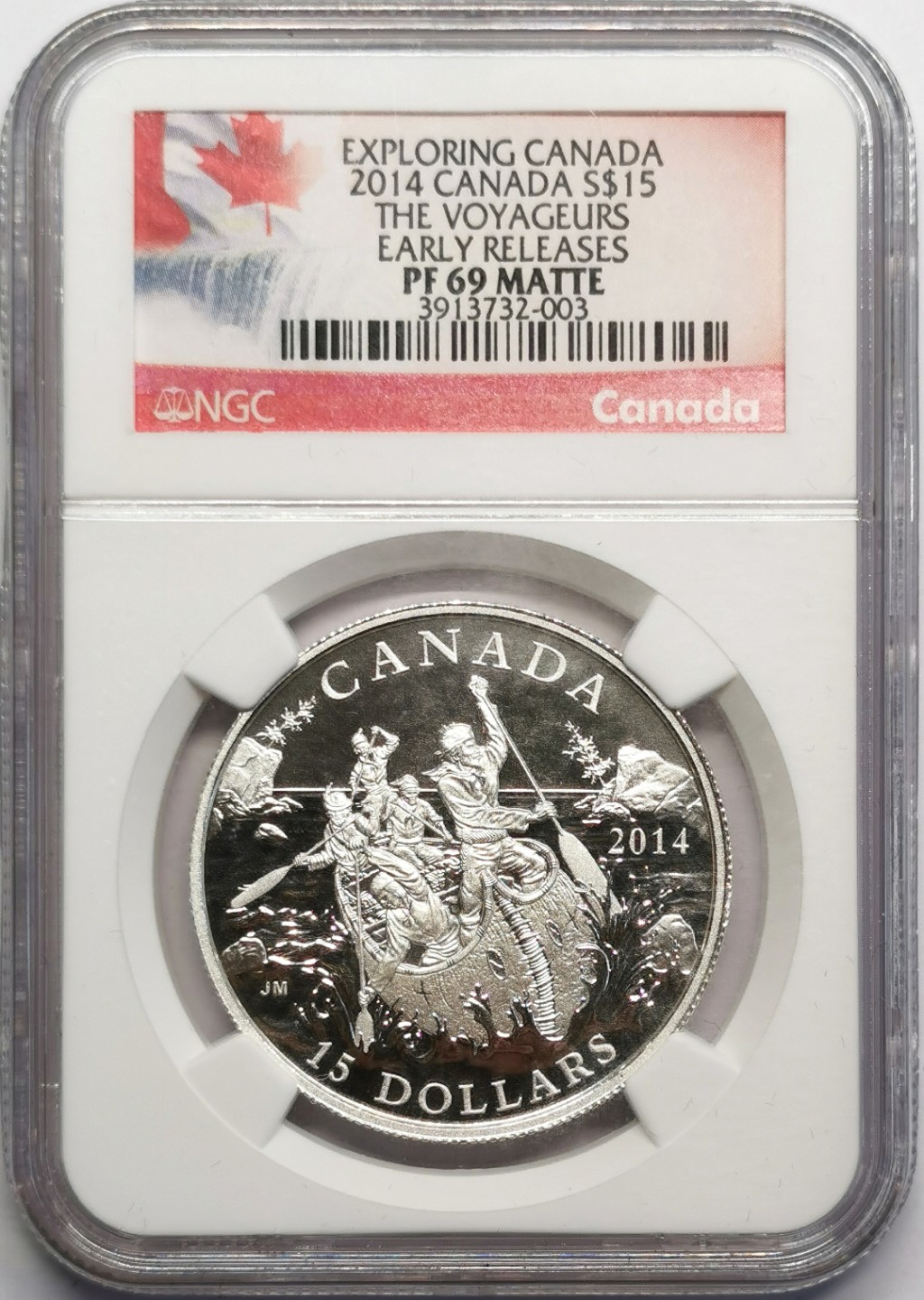 凡希社世界钱币微拍第二百三十期 2014加拿大独木舟15元银币精铸NGC-PF69MATT