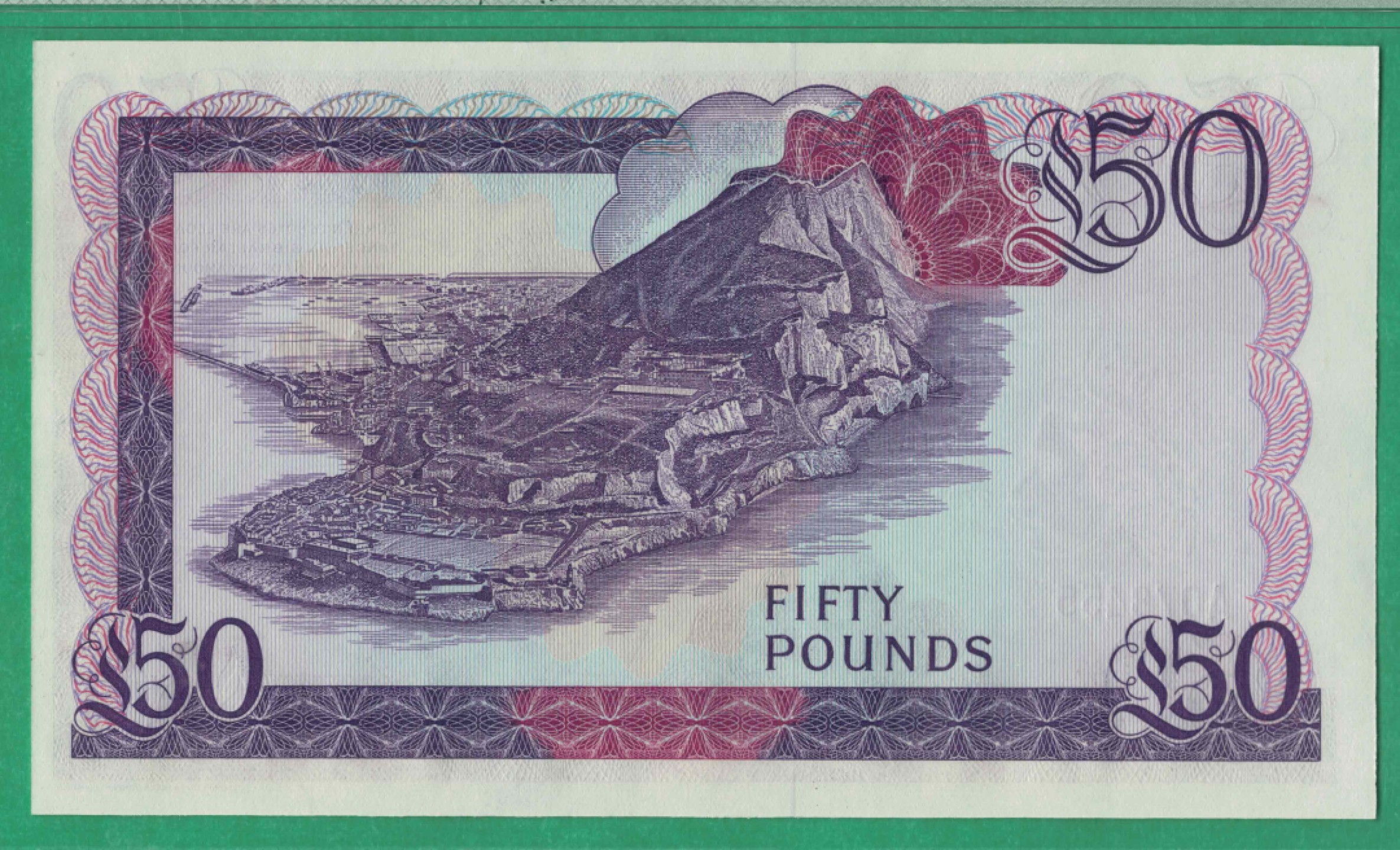 直布罗陀50镑 1986年 A冠 P-24 55双尾 欧洲纸币 实物如图 UNC