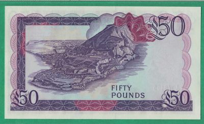直布罗陀50镑 1986年 A冠 P-24 55双尾 欧洲纸币 实物如图 UNC