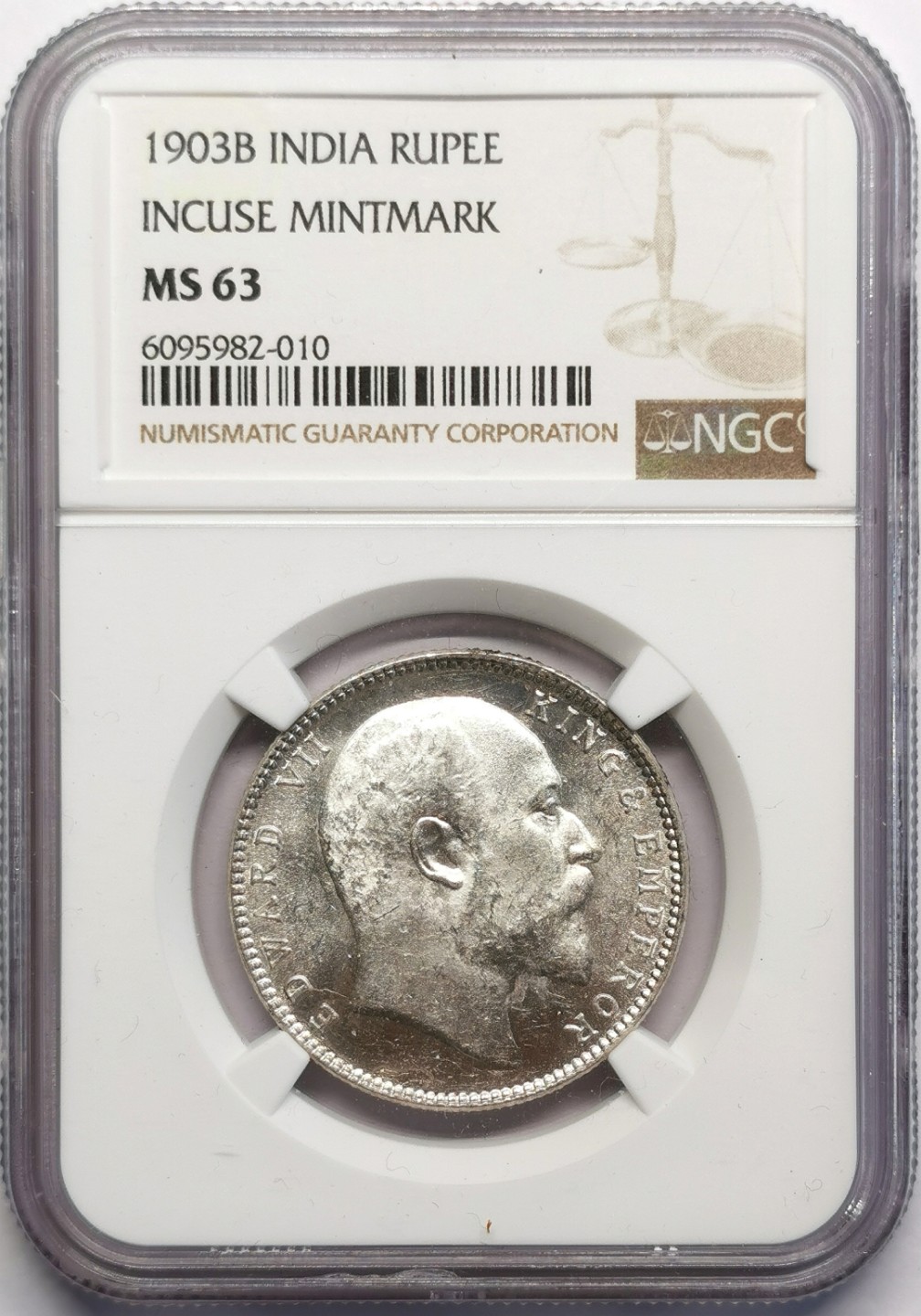 凡希社世界钱币微拍第二百三十期 1903B英属印度爱七卢比NGC-MS63