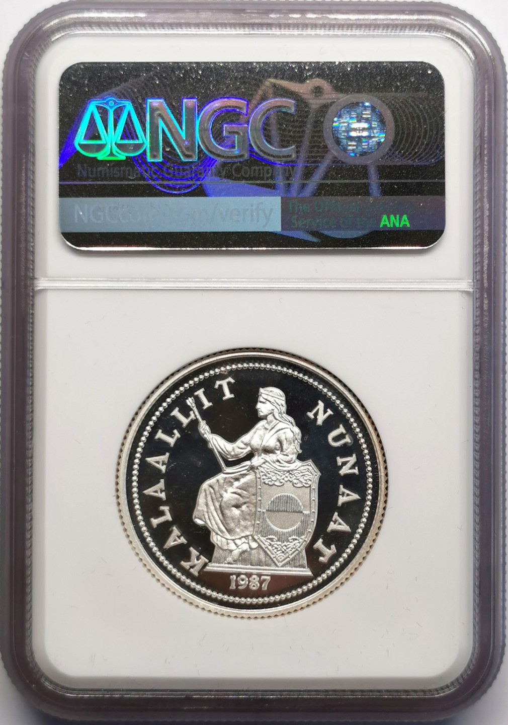 凡希社世界钱币微拍第二百三十期 1987格陵兰岛北极熊皮亚斯特银币NGC-PF67UC