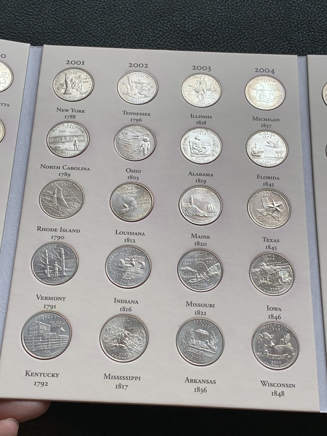 《竞宝斋》第140场-周日，周一，周四 3拍 (全场包邮) 美国 1999-2008 25美分纪念币 套册 含52枚币 一次配齐 少见