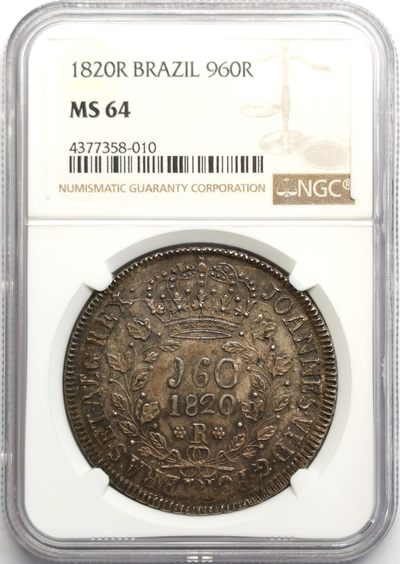 凡希社世界钱币微拍第二百三十期 - 荐！1820葡属巴西佩德罗一世960R大银NGC-MS64原味顶级！
